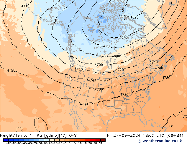 Height/Temp. 1 hPa GFS Fr 27.09.2024 18 UTC