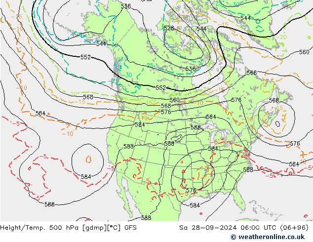 Yükseklik/Sıc. 500 hPa GFS Cts 28.09.2024 06 UTC