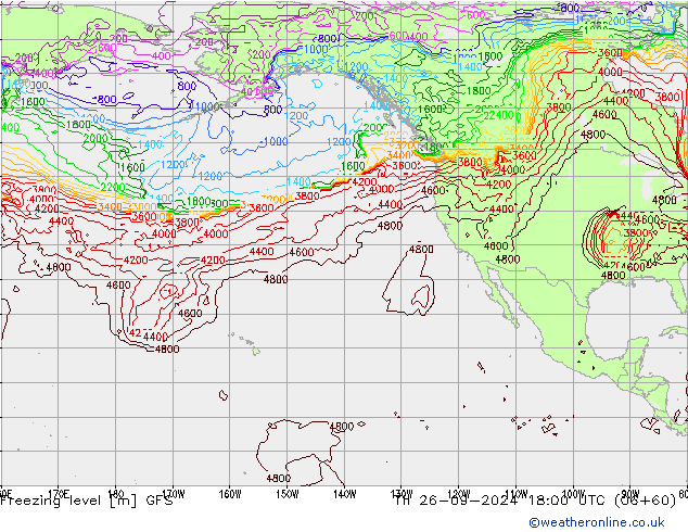 Freezing level GFS Th 26.09.2024 18 UTC