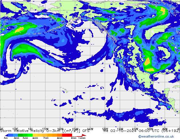 Storm Relative Helicity GFS We 02.10.2024 06 UTC