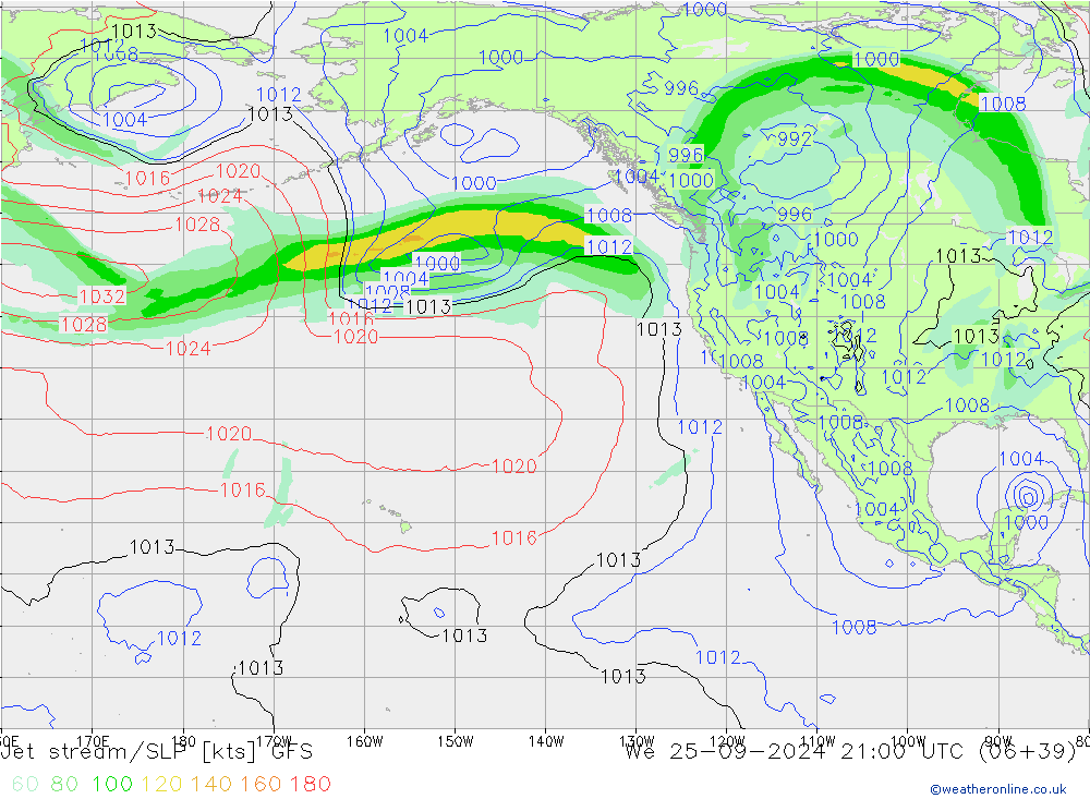 Jet stream/SLP GFS St 25.09.2024 21 UTC