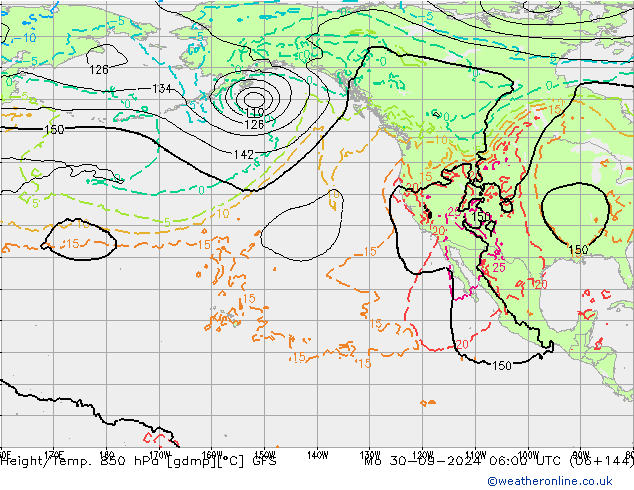 Z500/Yağmur (+YB)/Z850 GFS Pzt 30.09.2024 06 UTC