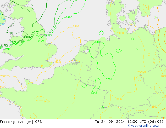 Freezing level GFS Tu 24.09.2024 12 UTC