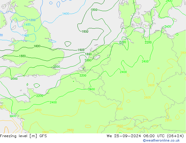 Freezing level GFS  25.09.2024 06 UTC