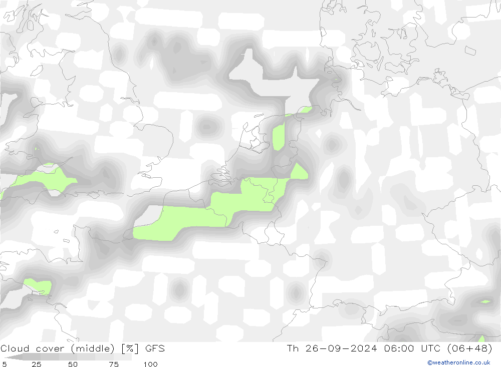 oblačnosti uprostřed GFS Čt 26.09.2024 06 UTC