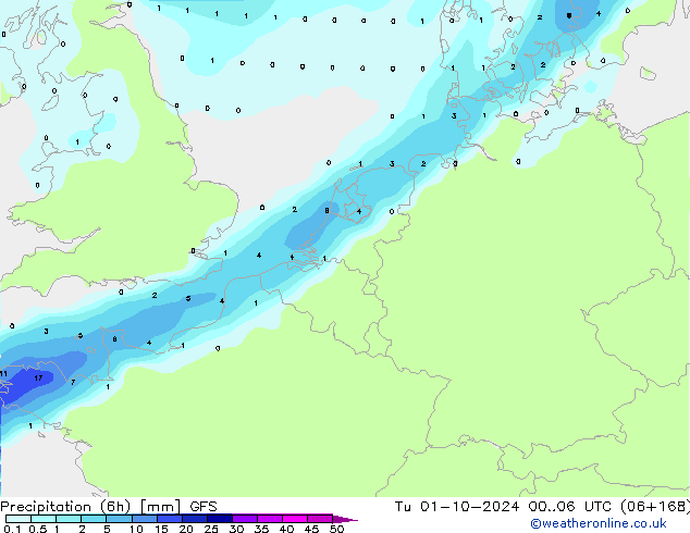 Z500/Rain (+SLP)/Z850 GFS Tu 01.10.2024 06 UTC