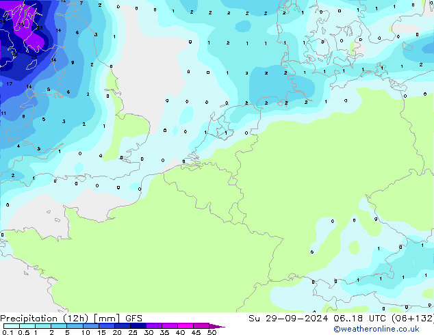 Precipitação (12h) GFS Dom 29.09.2024 18 UTC