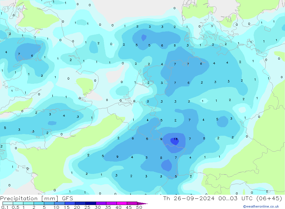 Precipitation GFS Th 26.09.2024 03 UTC