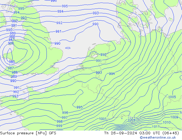 Surface pressure GFS Th 26.09.2024 03 UTC