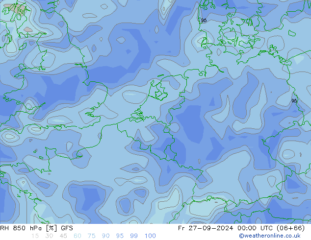 RH 850 hPa GFS Sex 27.09.2024 00 UTC