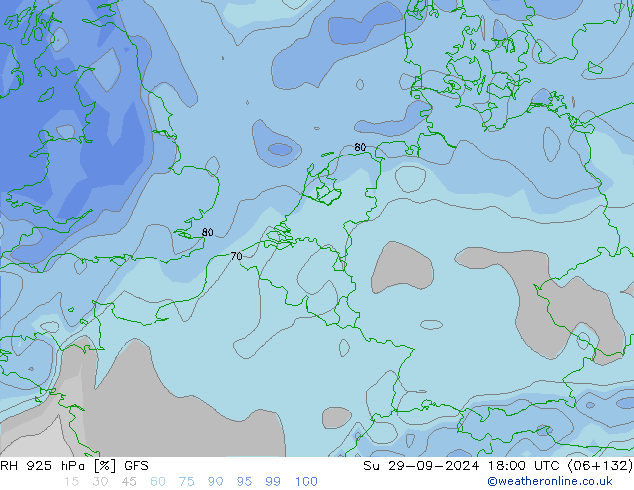 925 hPa Nispi Nem GFS Paz 29.09.2024 18 UTC