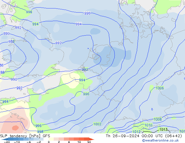 SLP tendency GFS Qui 26.09.2024 00 UTC