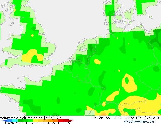 Volumetric Soil Moisture GFS mié 25.09.2024 12 UTC