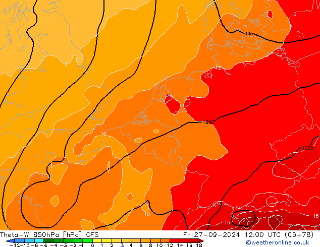 Theta-W 850hPa GFS  27.09.2024 12 UTC