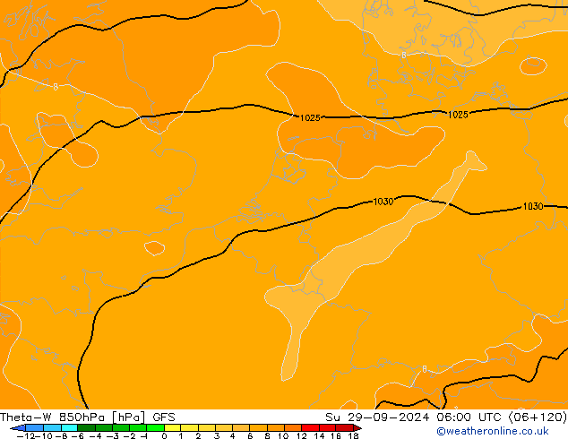 Theta-W 850гПа GFS Вс 29.09.2024 06 UTC