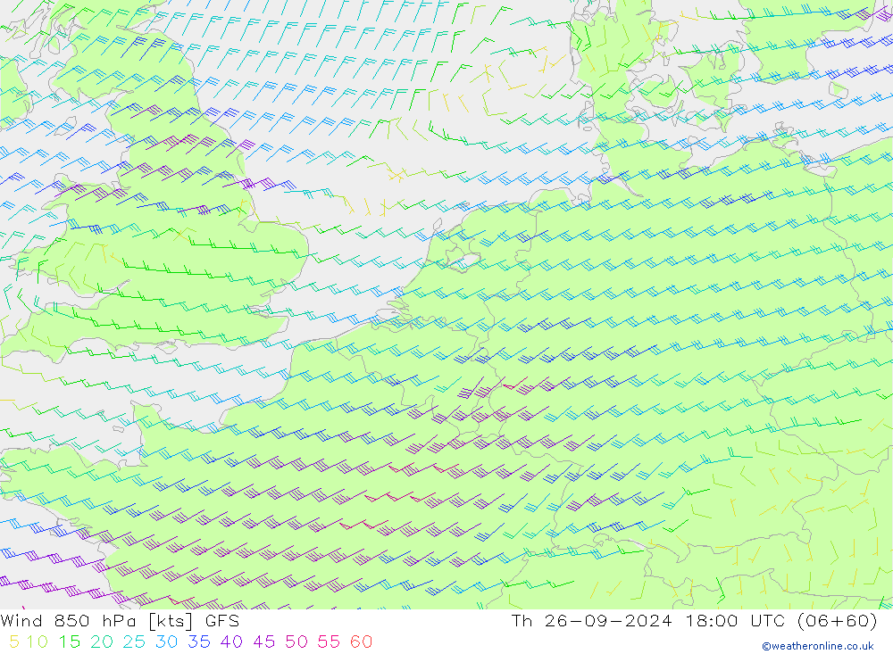 Wind 850 hPa GFS Th 26.09.2024 18 UTC