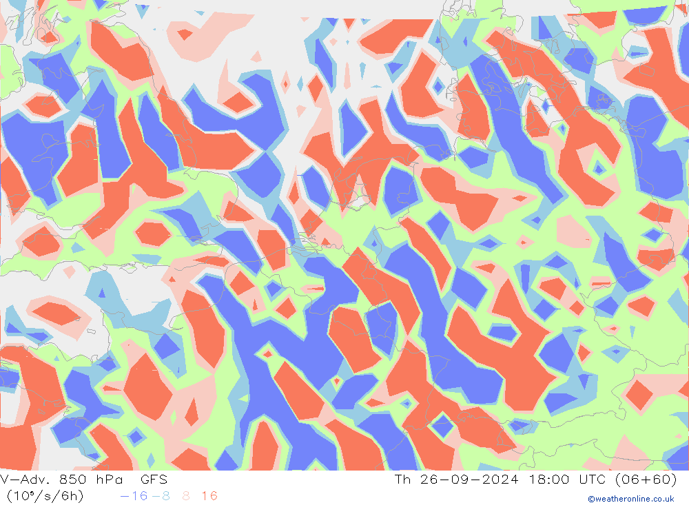 V-Adv. 850 гПа GFS чт 26.09.2024 18 UTC