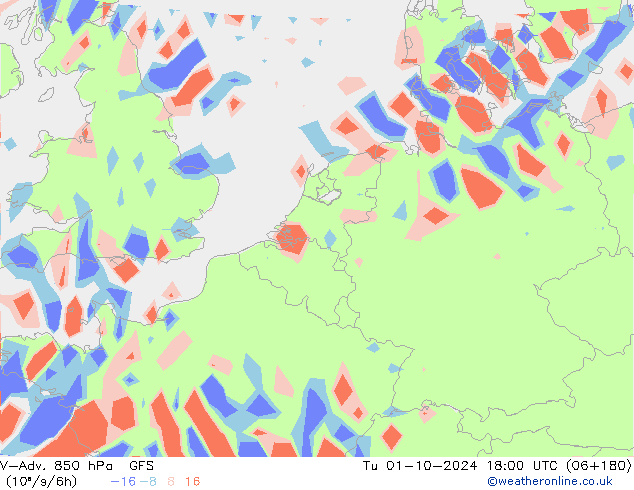 V-Adv. 850 hPa GFS Tu 01.10.2024 18 UTC