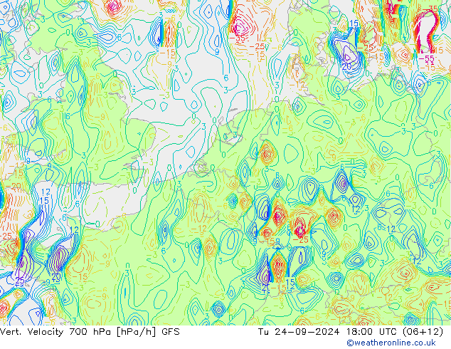 Vert. Velocity 700 hPa GFS Tu 24.09.2024 18 UTC