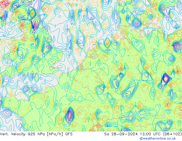 Vert. Velocity 925 hPa GFS Sa 28.09.2024 12 UTC