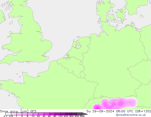 Snow accu. GFS dim 29.09.2024 06 UTC