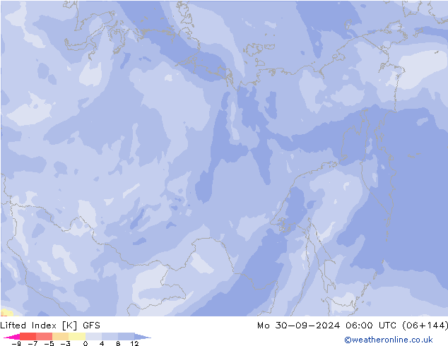 Lifted Index GFS Mo 30.09.2024 06 UTC