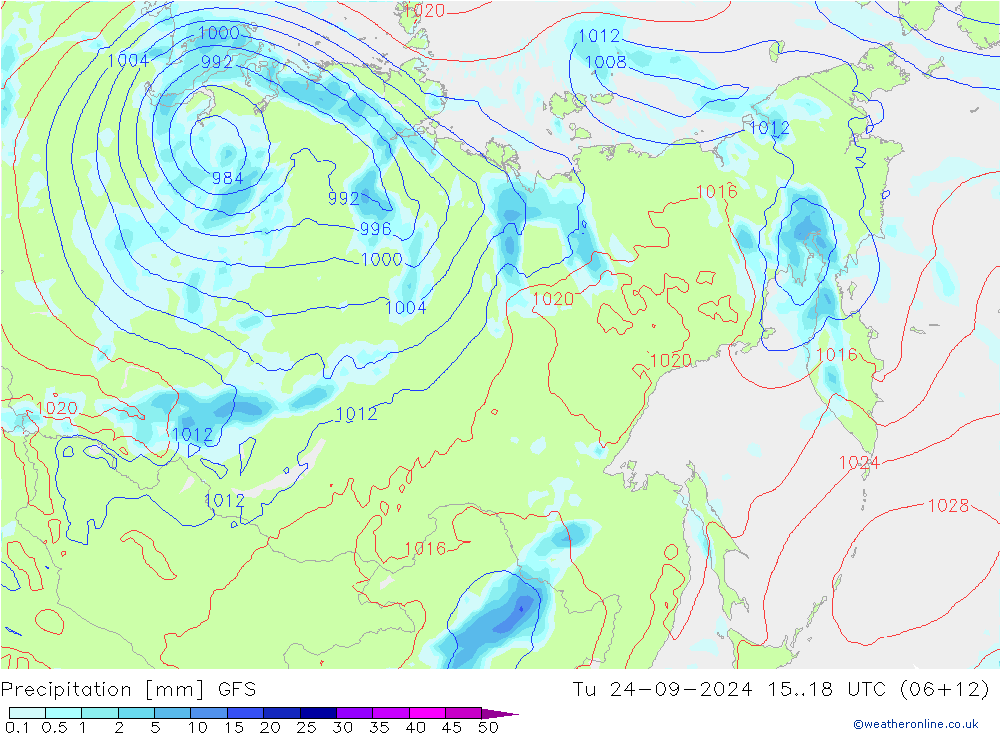 Precipitazione GFS mar 24.09.2024 18 UTC