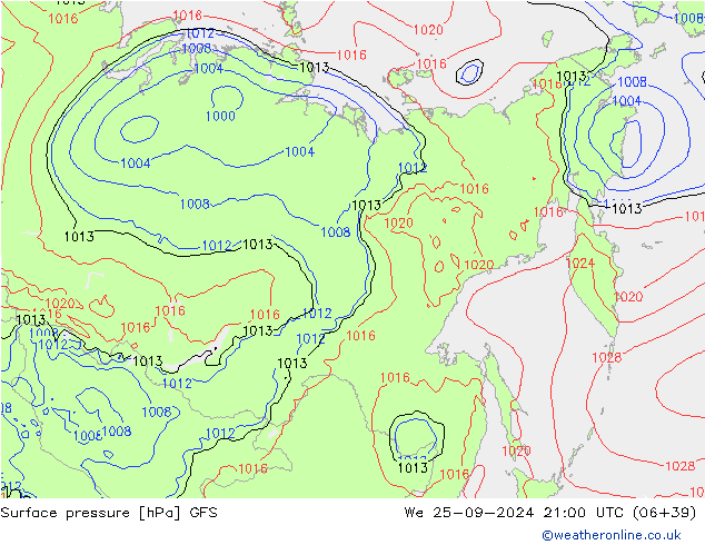 ciśnienie GFS śro. 25.09.2024 21 UTC