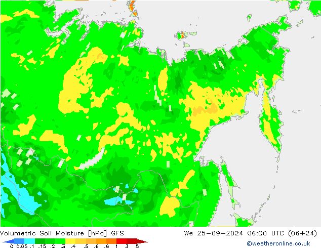 Volumetric Soil Moisture GFS mer 25.09.2024 06 UTC