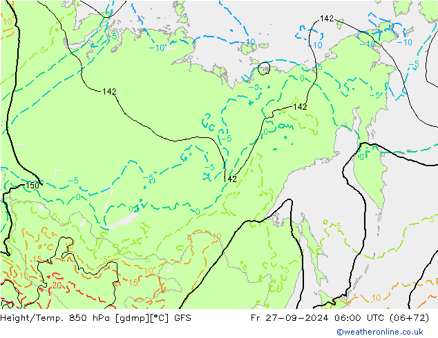 Z500/Rain (+SLP)/Z850 GFS Fr 27.09.2024 06 UTC