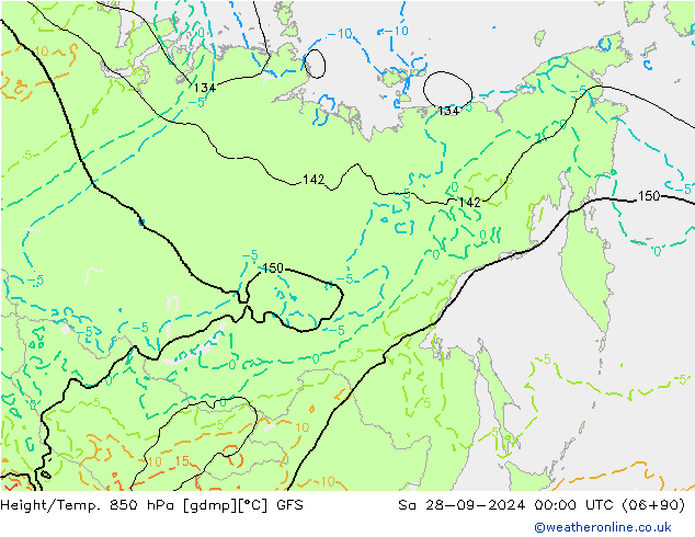 Z500/Rain (+SLP)/Z850 GFS сб 28.09.2024 00 UTC