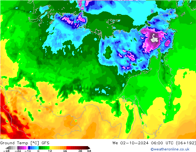 Ground Temp GFS We 02.10.2024 06 UTC