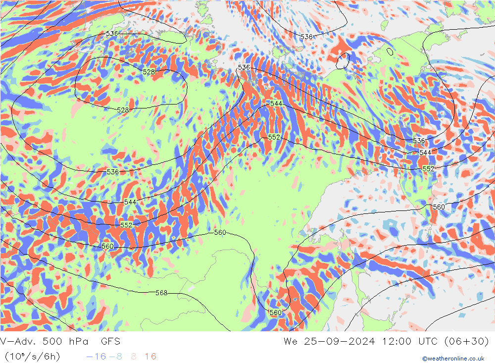 V-Adv. 500 hPa GFS Çar 25.09.2024 12 UTC