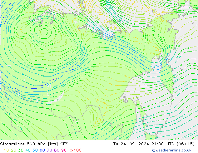 Rüzgar 500 hPa GFS Sa 24.09.2024 21 UTC