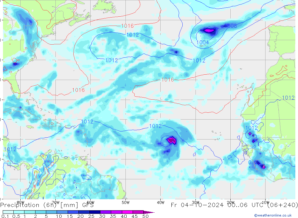 Z500/Rain (+SLP)/Z850 GFS пт 04.10.2024 06 UTC