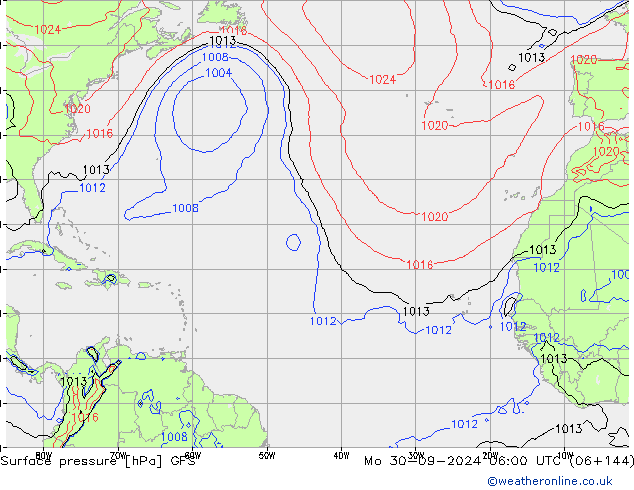 Surface pressure GFS Mo 30.09.2024 06 UTC