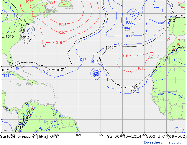 Surface pressure GFS Su 06.10.2024 18 UTC