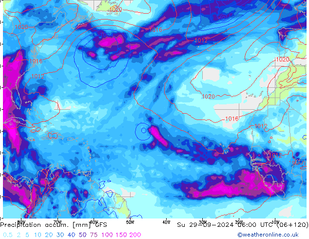 Precipitation accum. GFS Su 29.09.2024 06 UTC