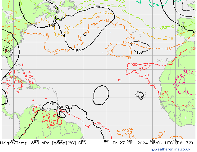 Height/Temp. 850 hPa GFS Sex 27.09.2024 06 UTC