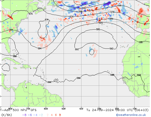 T-Adv. 500 hPa GFS Tu 24.09.2024 09 UTC