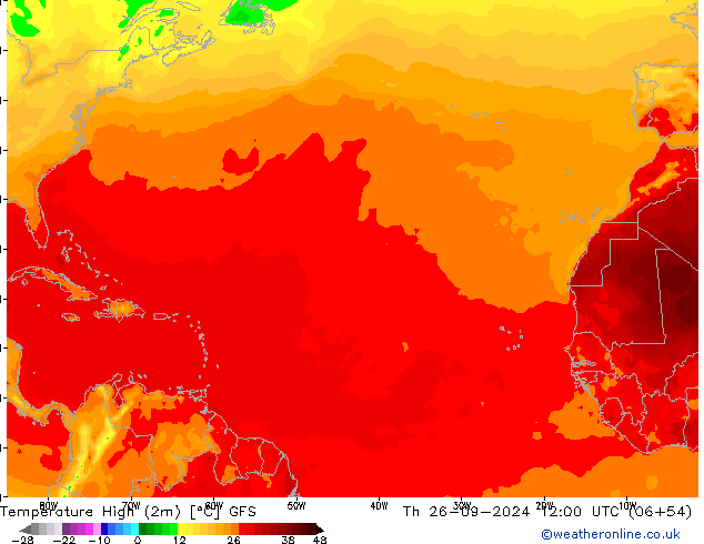 Maksimum Değer (2m) GFS Per 26.09.2024 12 UTC