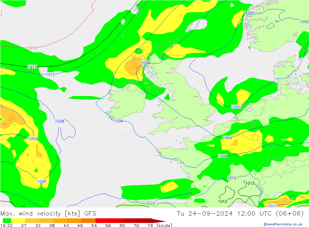 Max. wind velocity GFS mar 24.09.2024 12 UTC