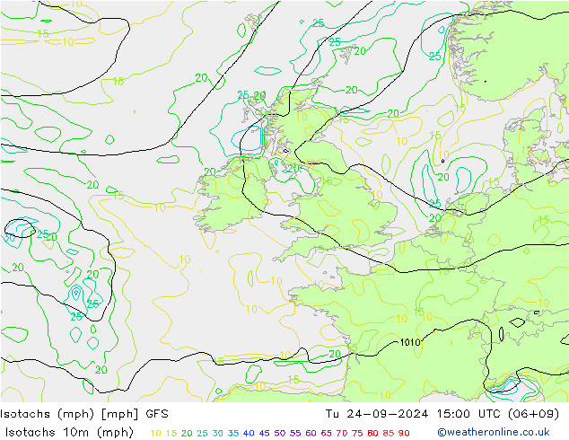 Isotachs (mph) GFS mar 24.09.2024 15 UTC