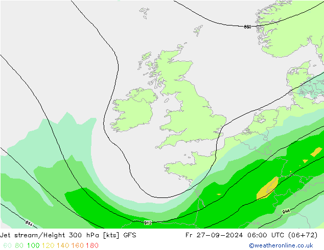 Jet stream/Height 300 hPa GFS Fr 27.09.2024 06 UTC