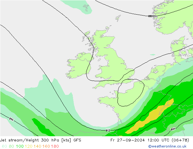 Jet stream GFS Sex 27.09.2024 12 UTC