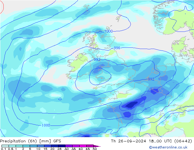 Z500/Regen(+SLP)/Z850 GFS do 26.09.2024 00 UTC