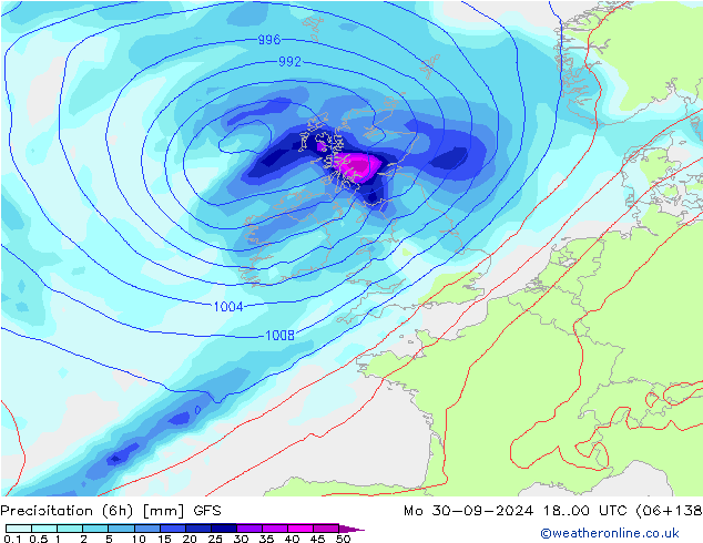 opad (6h) GFS pon. 30.09.2024 00 UTC