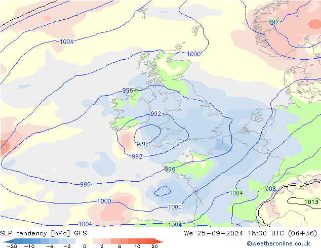 SLP tendency GFS St 25.09.2024 18 UTC