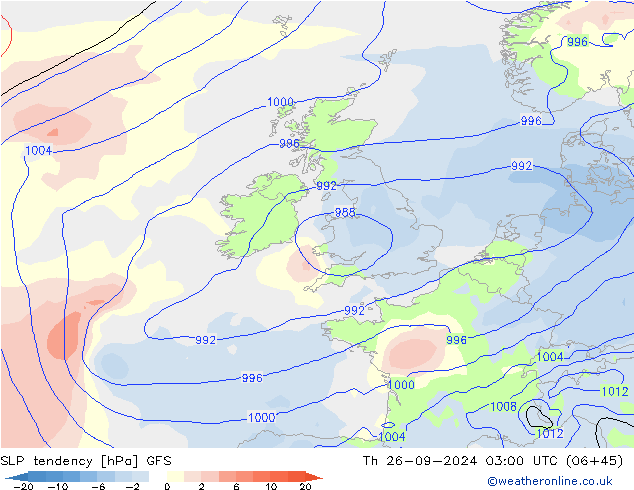 SLP tendency GFS Th 26.09.2024 03 UTC