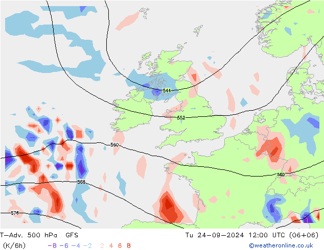 T-Adv. 500 hPa GFS Tu 24.09.2024 12 UTC